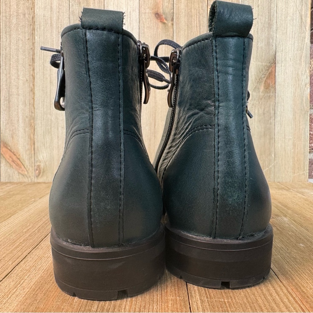 Elegant Teal Leather Ankle Boots - Picture 4 of 10